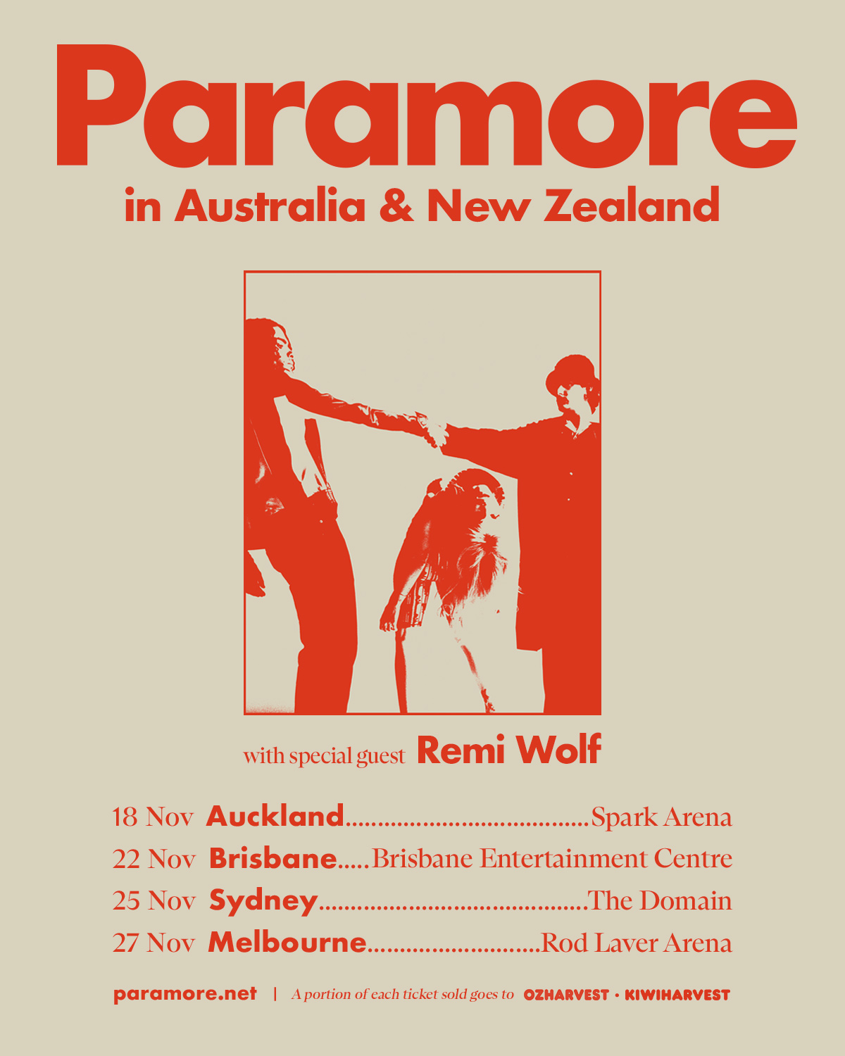 Paramore Summer Australian Tour Admat