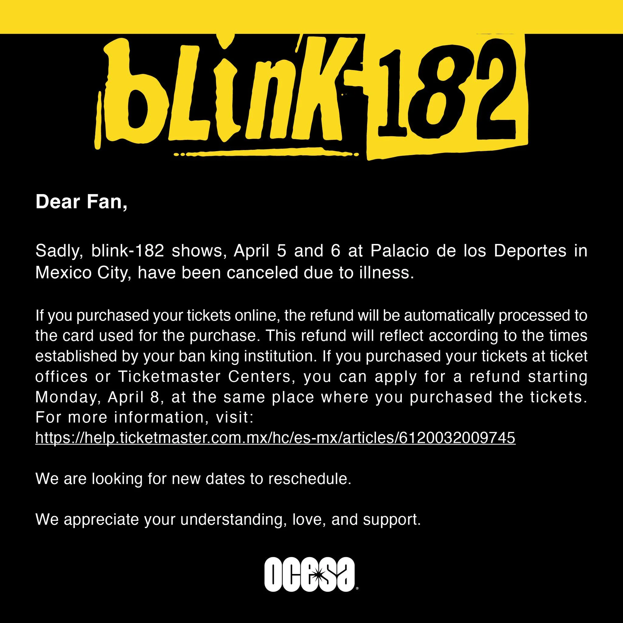 blink-182 cancelled tour dates