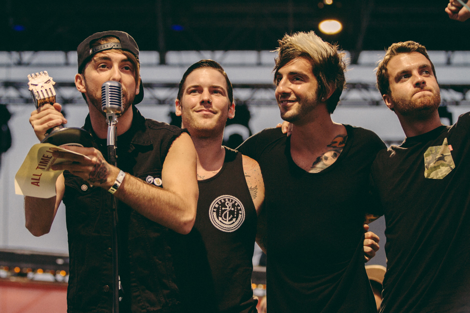 All Time Low accepting their Artist Philanthropic Award