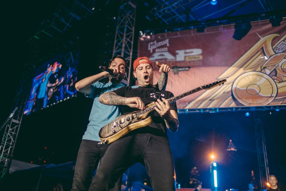 Jeremy McKinnon and Kevin Skaff of A Day To Remember performing