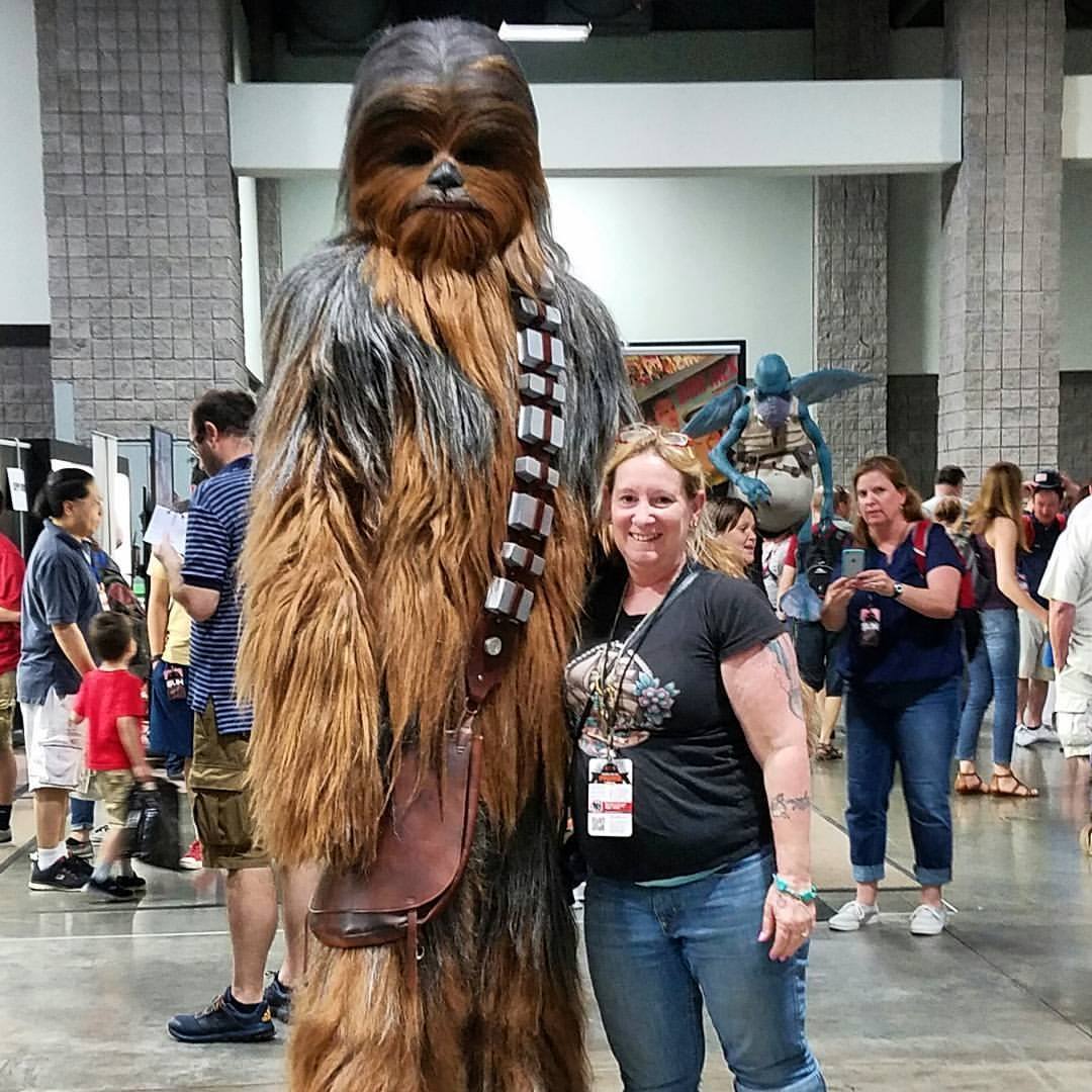 Cindy with a 7ft Wookie