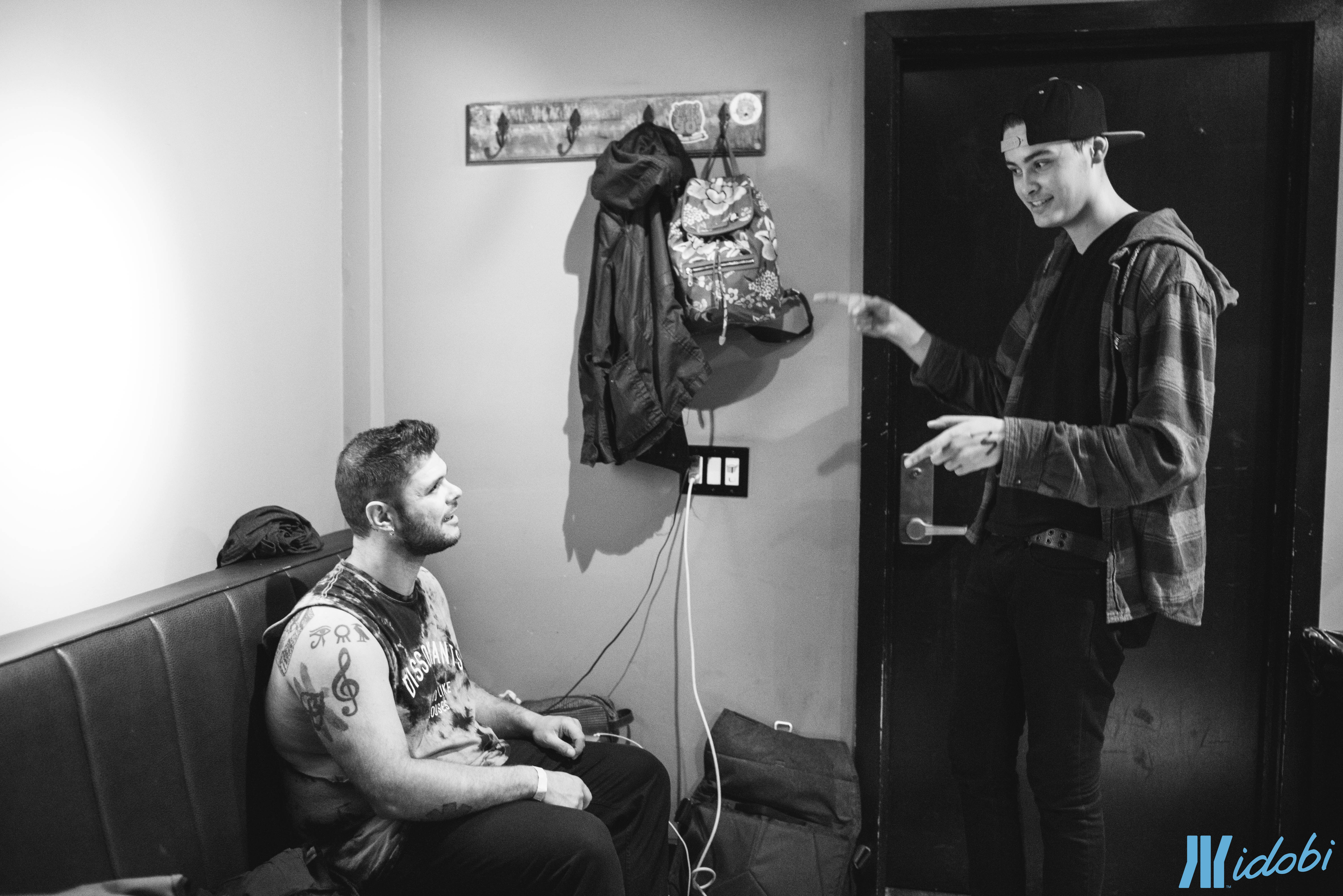 Chris helps Zack of Dayshells run through his set before he hits the stage.